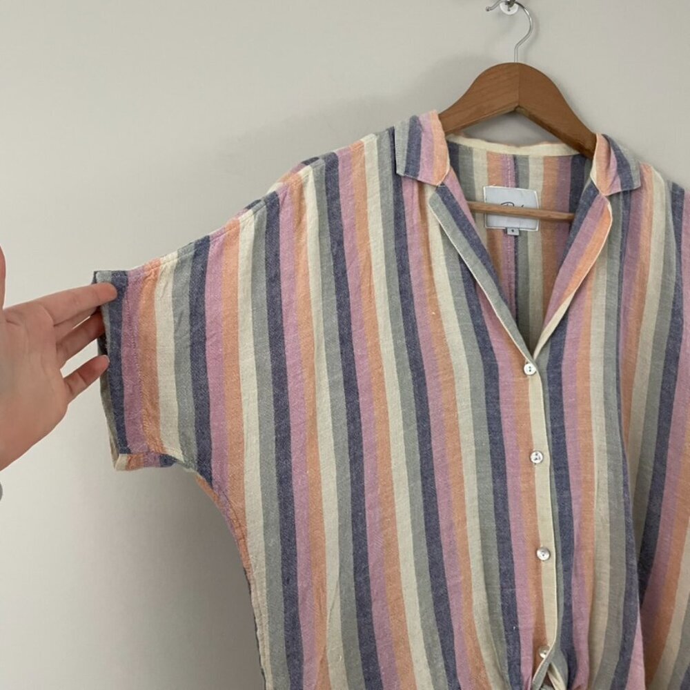 Rails Marley Tie Front Linen Blend Top In Mandala… - image 5